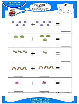 Çocuklar İçin toplam işlemi yaprak testleri 